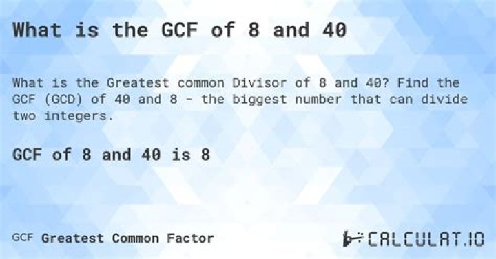 GCF of 8 and 40